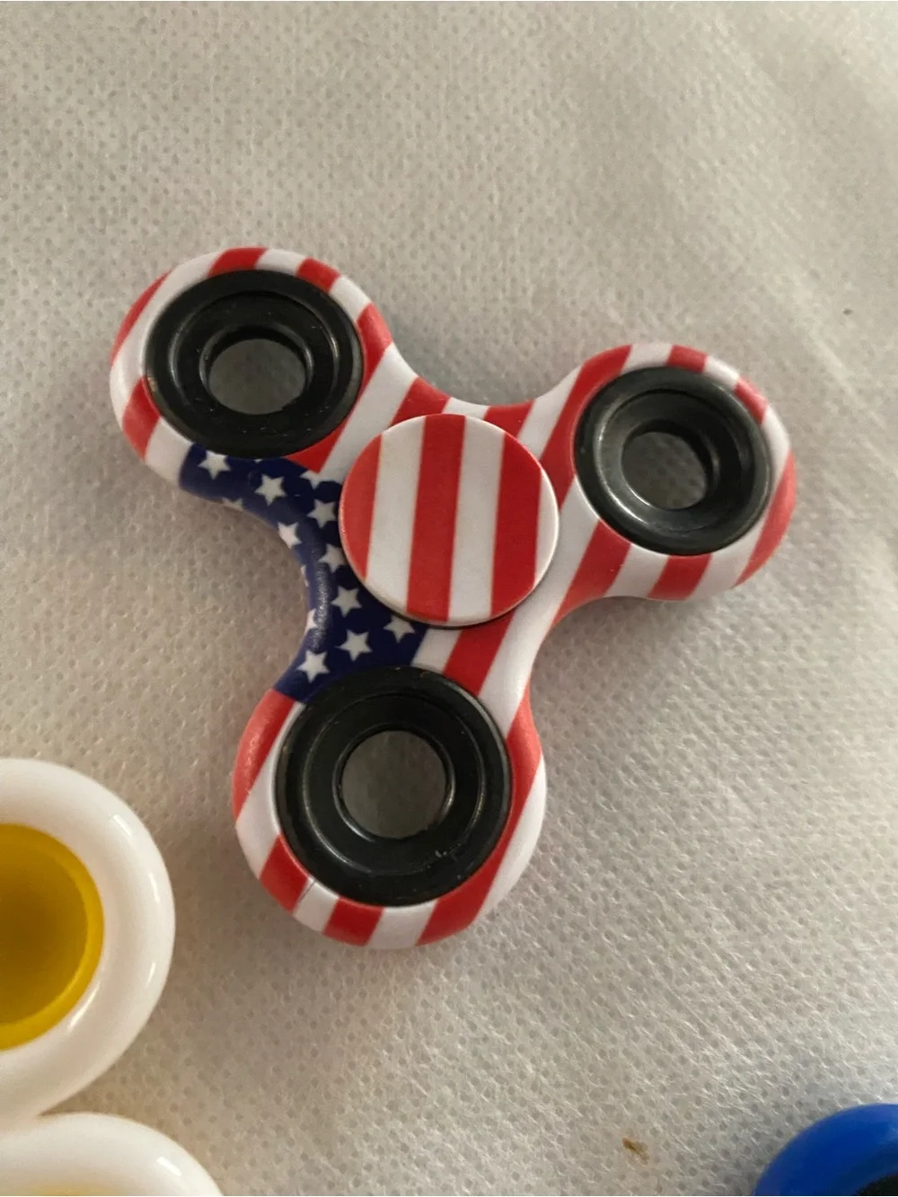 Fidget Spinner Lot 5 Toys Metal Plastic Spinning USA Flag Flower Etc